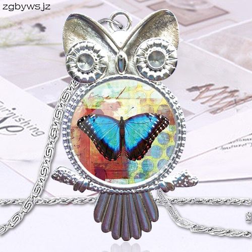 Pendentif En Verre Pour Filles, Collier De Galaxie, Hibou Plaqué, Beau Bijou Papillon