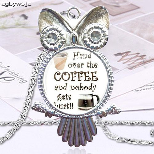 Bijoux En Verre Avec Pendentif Long, Ras Du Cou, Hibou, Main Sur Le Café Et Personne Ne Se Blesse, Bijoux Pour Femmes