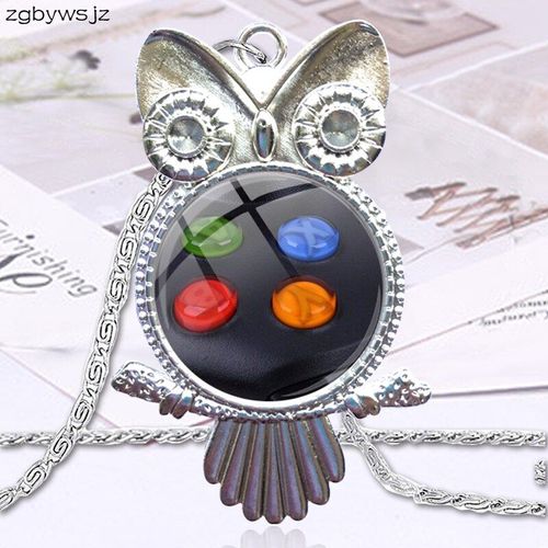 Bijoux En Verre Plaqué Cabochon Ras Du Cou Long Pendentif Hibou Collier Pour Filles Meilleur Cadeau Contrôleur De Jeu