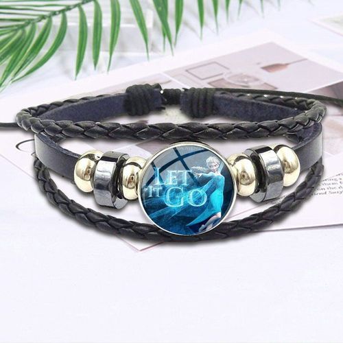 Bracelet En Cuir Et Verre Noir Pour Femmes, Cadeau De Fête, À La Mode