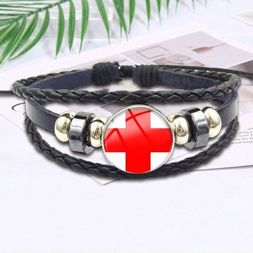 Bracelet En Cuir Noir Pour Femmes, Bijoux Cabochon En Verre, Drapeau De Suisse, De Saint Marin Et De Slovaquie