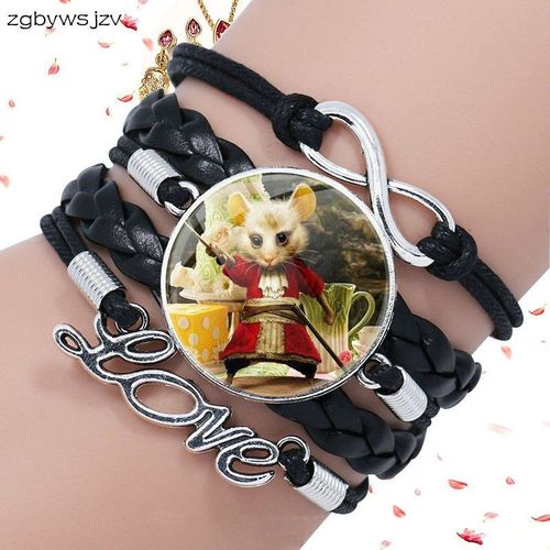 Bracelet En Cuir Noir Multicouche Alice Au Pays Des Merveilles Pour Filles, Meilleur Cadeau Pour Belle S¿Ur