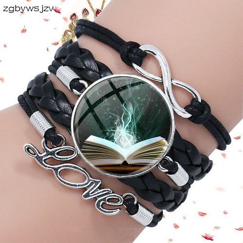 Pour Elle, Collier En Verre De Haute Qualité Pour Filles, Bracelet En Cuir Noir Multicouche, Bracelets, Bijoux, Fée Marine