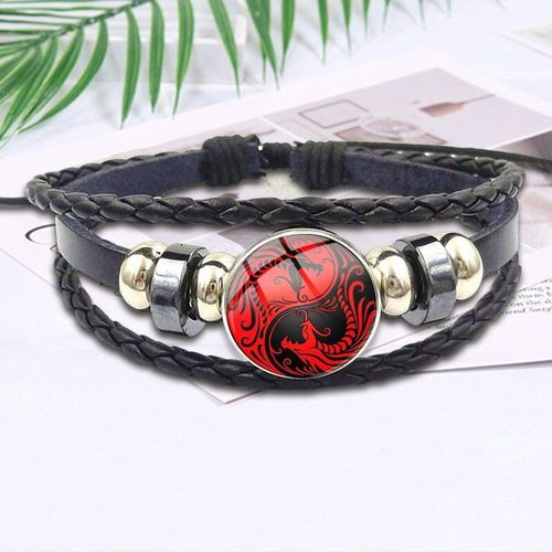 Bracelet En Cuir Noir Pour Femmes, Bijoux De Noël, Cabochon En Verre, Cadeau De Noël, Huit Diagrammes Gossip
