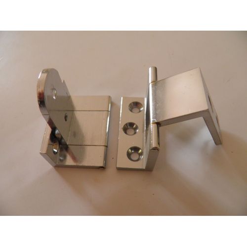 2 charnières équerre porte 20mm d'épais, H.40 L. Chromé Réversible D. ou Gauche