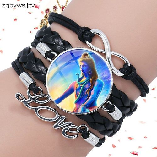 Bracelet En Cuir Noir Pour Filles, Bijoux En Verre De Bonne Qualité, À La Mode