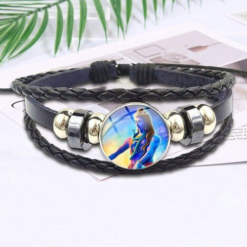 Bracelet Classique En Cuir Noir, Cabochon En Verre, Bijoux Pour Amoureux, Meilleure Amitié, À La Mode