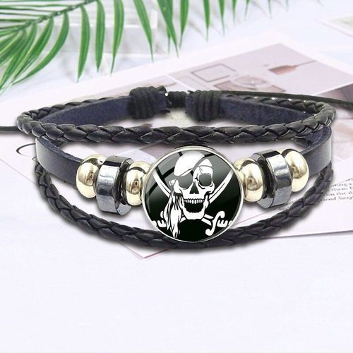 Bracelet Vintage En Cuir Noir Et Verre Pour Femmes, Bijoux Ras Du Cou, Cool, Signe De Pirate