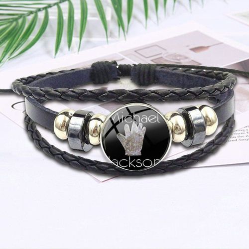 Bracelet En Cuir Noir Pour Femmes, Bracelet Avec Surface En Pierre De Verre, Bijoux De Déclaration, À La Mode