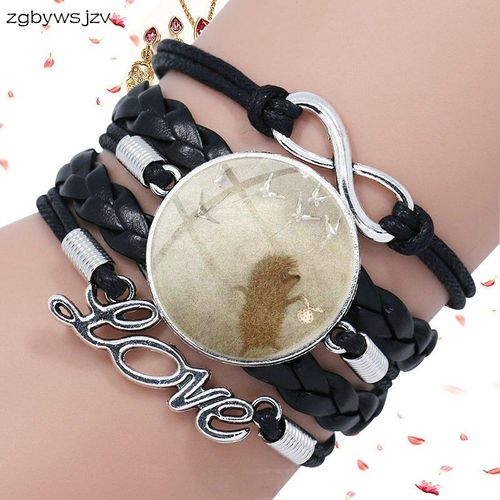 Hérisson Dans Le Brouillard Art Pour Elle, Collier En Verre À La Mode, Haute Qualité, Filles, Bracelet En Cuir Noir, Bijoux