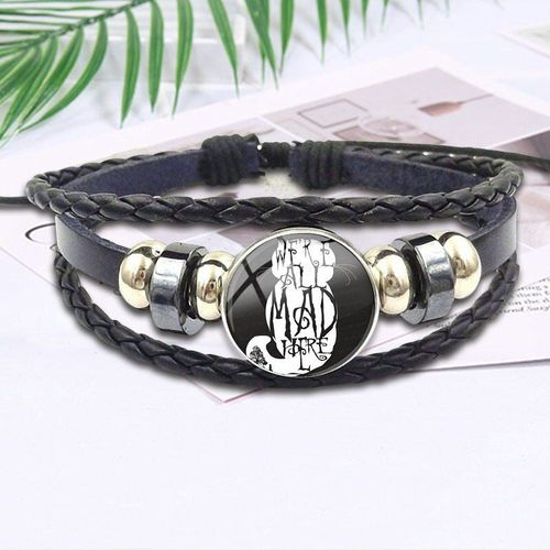 Bracelet En Cuir Noir Pour Femmes, Cabochon Vintage, Collier Coloré, Pour Mariage