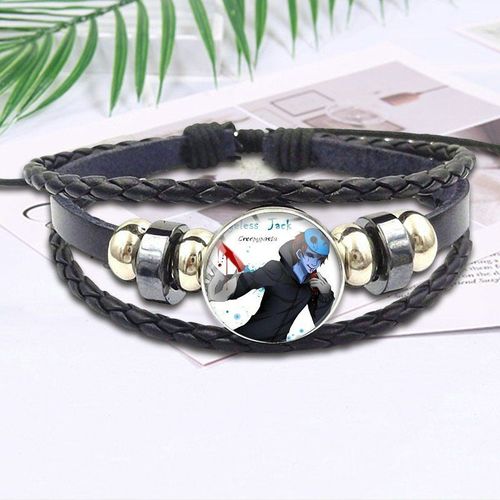 Bijoux Vintage Avec Cabochon En Verre Plaqué, Maxi Bracelet En Cuir Noir Pour Filles, Cadeau Effrayant Pâtes Ticci Toby