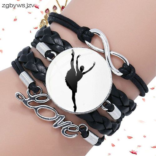 Bracelet À Homard En Cuir Noir, Bijoux Ronds De Danse, Bijoux Multicouches, Cadeau En Cristal