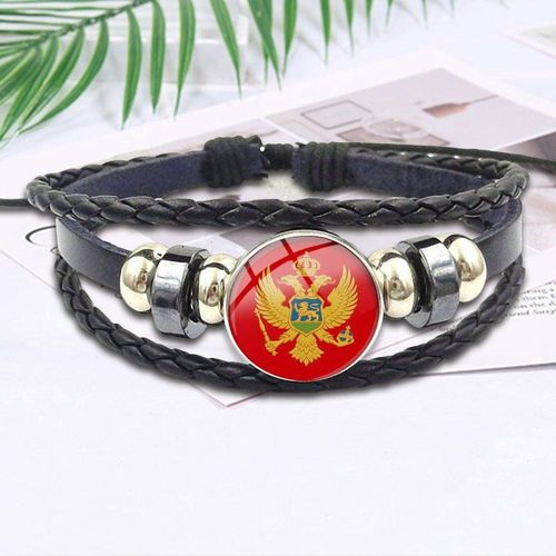Bracelet En Cuir Noir Pour Fille, Bijou Drapeau National, Pour La Saint Valentin, Meilleur Cadeau De Festival