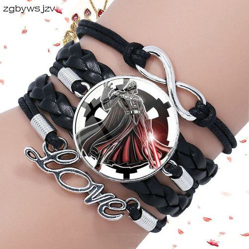Bracelet Multicouche En Cuir Noir Pour Femmes Et Filles, Bijoux En Cristal, Cadeau Vintage Star Wars