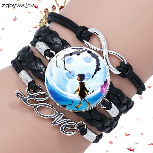 Bracelet En Cuir Noir Avec Cabochon En Verre Pour Mariage, Bijou Rond Multicouche, Bijoux Cadeaux