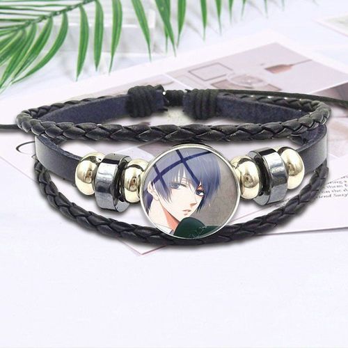 Bracelet En Cuir Noir Pour Filles, Cabochon En Verre Fait À La Main, Bijoux, Attaque Sur Titan