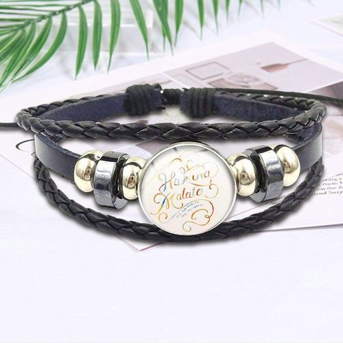 Bracelet En Cuir Noir Pour Femme Et Fille, Bijou De Bonne Qualité, Inspiration Verre S