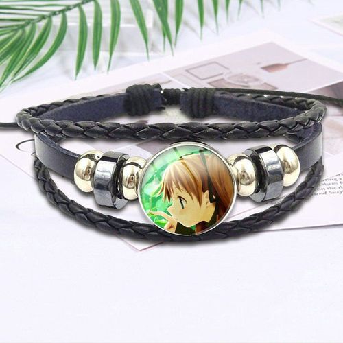 Bracelet En Cuir Noir Avec Cabochon En Verre Pour Filles, Bijou Classique, Joli Et Mignon, À La Mode, Cadeau
