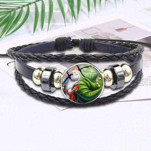 Bracelet En Cuir Noir Avec Cabochon En Verre Pour Fille, Bijoux Fantaisie, Cadeau Idéal