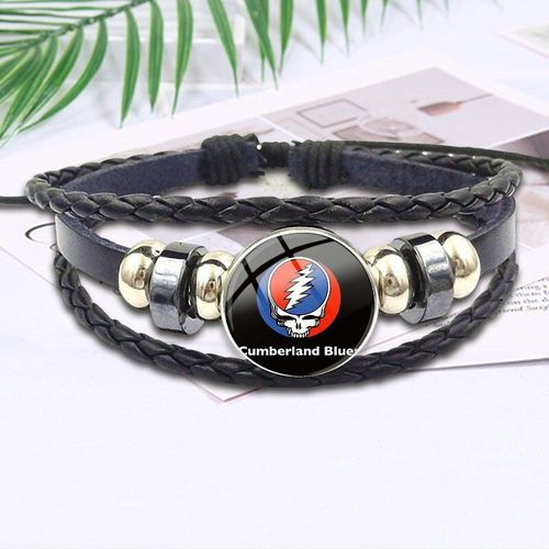 Bracelet En Cuir Noir, Cabochon En Verre, Cadeau Pour Filles, Bijoux Vintage Faits À La Main