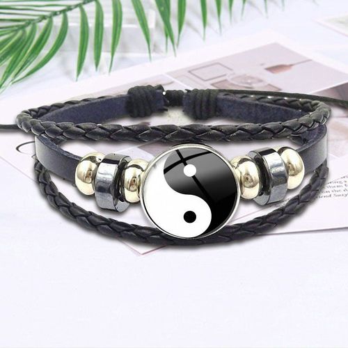 Bracelet En Cuir Noir Rond, Cabochon En Verre, Carlin, Bijoux Pour Filles, Cadeau, Nouvelle Collection