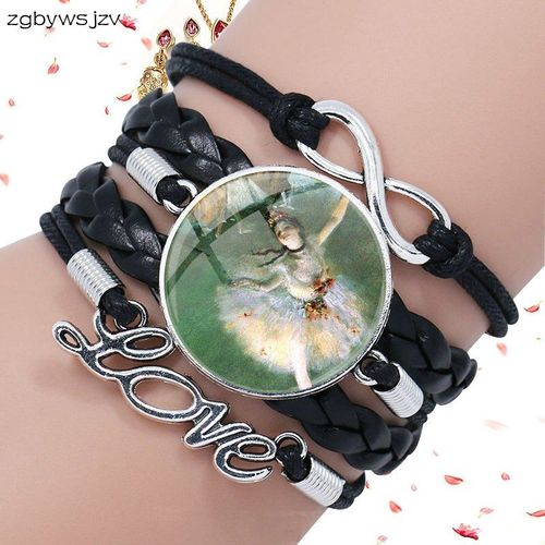 Bracelet De Ballerine En Cuir Noir Pour Filles, Accessoire Multicouche, Meilleur Cadeau Pour Filles Et S¿Urs