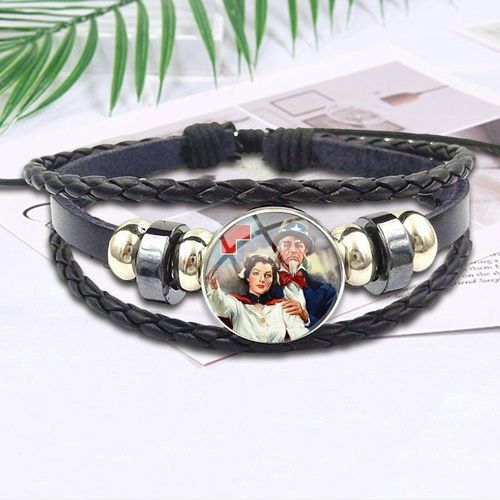 Bracelet En Cuir Noir En Verre Pour Fille, Inscription Du Médecin De La Croix Rouge, Maxi Personnalité, Bijoux