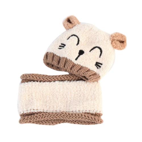 2 Pièces Bonnet Enfant Hiver Ensemble Et Echarpe Tricot Bébé Crochet Beanie Pour 1-3 Ans Garçons Filles