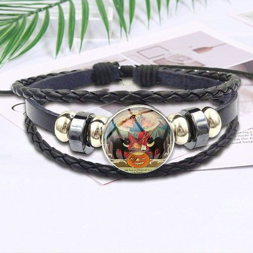 Bijoux De Marque Célèbre Avec Cabochon En Verre, Bracelet En Cuir Noir, Pour Cadeau De Saint Valentin, Pour Jumeaux, Ancienne Sorcière Maléfique