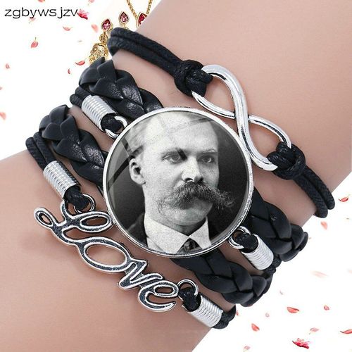 Bracelet En Cuir Noir Pour Filles, Cabochon En Verre, Bijoux De Dessin Animé Avec Multicouches, Meilleur Cadeau, Cadeau, Cadeau, Cadeau, Richard Nietzsche