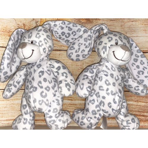 Doudou Lapin Blanc Leopard Gris Kiabi Lot De Deux Lapins Doudous Peluches Jouets Bebe