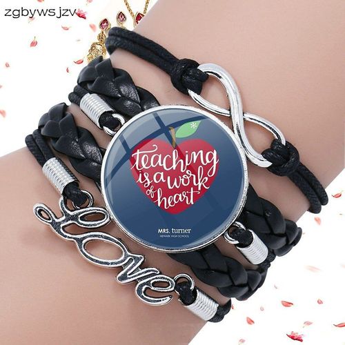 Collier À Chaîne En Cuir Noir Pour Femmes, Bijoux Vintage, Bracelet Multicouche, Enseignement, Travail Du C¿Ur
