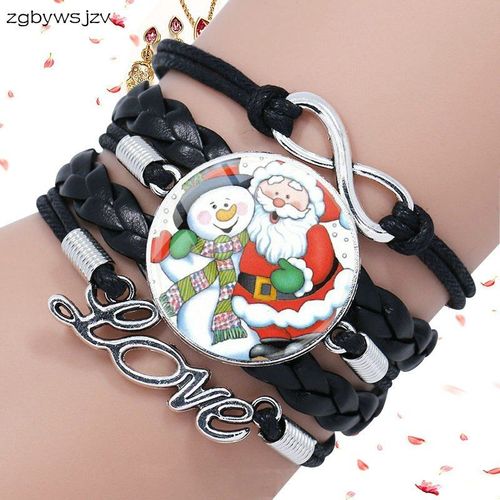 Bracelet Multicouche En Cuir Noir Pour Les Amoureux, Meilleur Bijou D'amitié Pour Filles, Meilleur Cadeau De Festival, De Noël