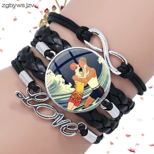 Bracelet En Cuir Noir, Romantique, Plage, Vagues D'océan, Déclaration Pour Enfant, Multicouche, Fait À La Main
