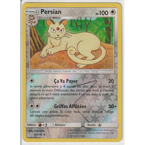 Carte Pokemon - Persian - 126/181 - Reverse - Soleil Et Lune 9 - Duo De Choc - Vf