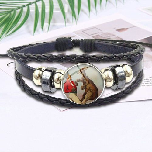 Bracelet En Cuir Noir Pour Filles, Bijoux De Cabochon En Verre, Pour Cadeau De Saint Valentin