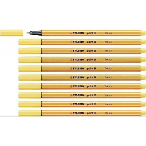 Stabilo 88/44 - Stylo Fineliner Pointe 88 - Jaune - Paquet De 10 Pcs