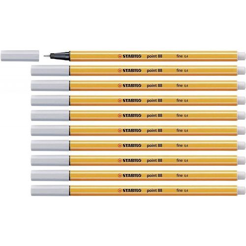 Stabilo 88/94 - Stylo Fineliner Point 88 - Gris Clair - Paquet De 10 Pcs