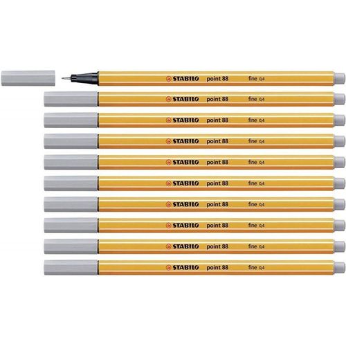 Stabilo 88/95 - Stylo Fineliner Point 88 - Gris Moyen - Paquet De 10 Pcs