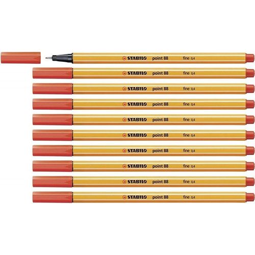 Stabilo 88/48 - Stylo Fineliner Point 88 - Rouge Clair - Paquet De 10 Pcs
