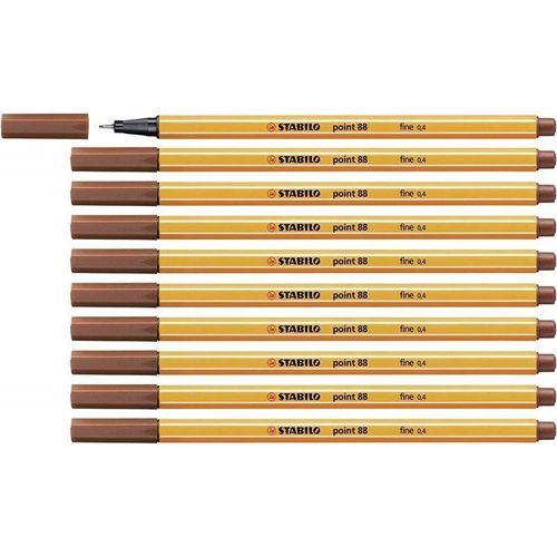 Stabilo 88/38 - Stylo Fineliner Point 88 - Sanguine - Paquet De 10 Pcs