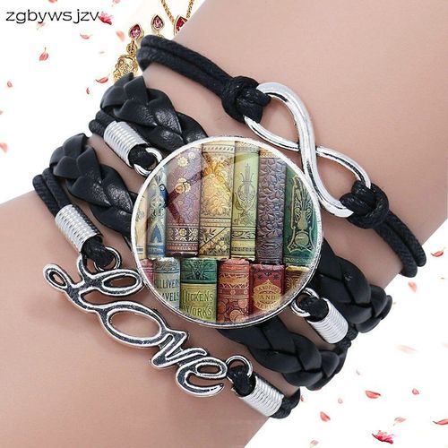 Bracelet En Cuir Noir Multicouche Pour Filles, Livres Minables, Meilleur Cadeau Pour Filles Et S¿Urs