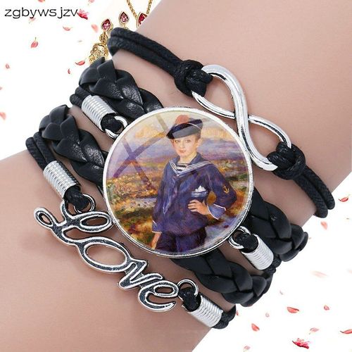 Bracelet À Homard En Cuir Noir, Bijoux Multicouches, Cadeau En Cristal, Portrait De Garçon Marin De Robert, Peinture Célèbre, Art