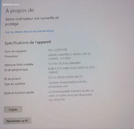 Dell Latitude 5400 - 14.1" Intel Core i7-8665U - 1.9 Ghz - Ram 16 Go - SSD 512 Go