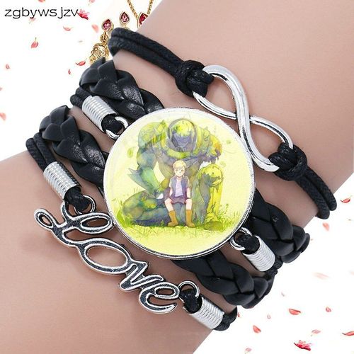 Bracelet Alchimiste En Métal Pour Filles, Bijoux De Mode Bon Marché Avec Cabochon En Verre Multicouche, Bracelet En Cuir Noir, Vente En Gros
