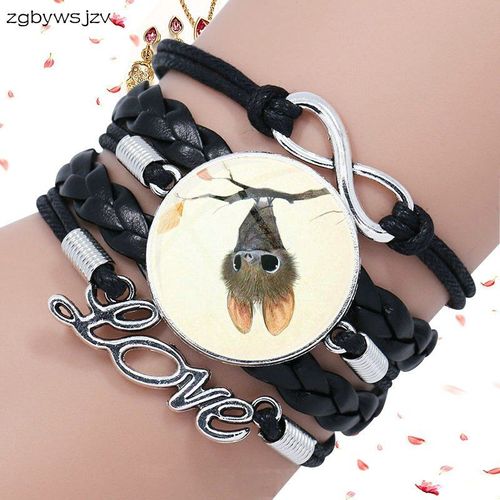Bracelet Multicouche En Cuir Noir Avec Logo De Petite Chauve Souris Pour Filles, Meilleur Cadeau Pour Belle Fille Et S¿Ur