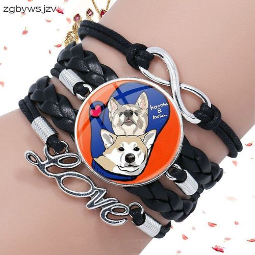 Bracelet En Cuir Noir Multicouche, Bijoux En Verre S, Collier De Chien, Pitbull Terrier Américain, Chiot De Sauvetage