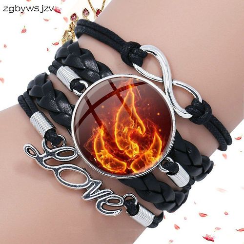 Bracelet En Cuir Noir Avec Dôme En Verre Pour Enfant, Bijoux De Marque Aang Korra Zuko