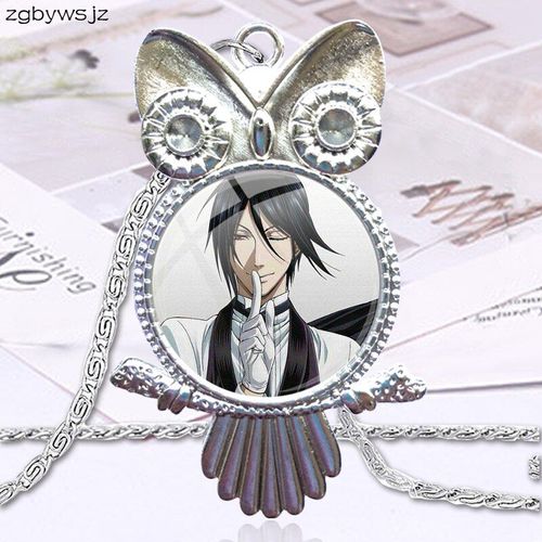 Collier Ras Du Cou Avec Cabochon En Verre, Long Pendentif Hibou, Fait À La Main, Pour Femmes Et Filles, Échelle Humaine De Progression, Majordome Noir